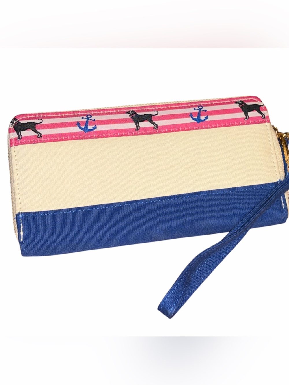 The Black Dog Canvas Zip Around Wallet Nautical Design